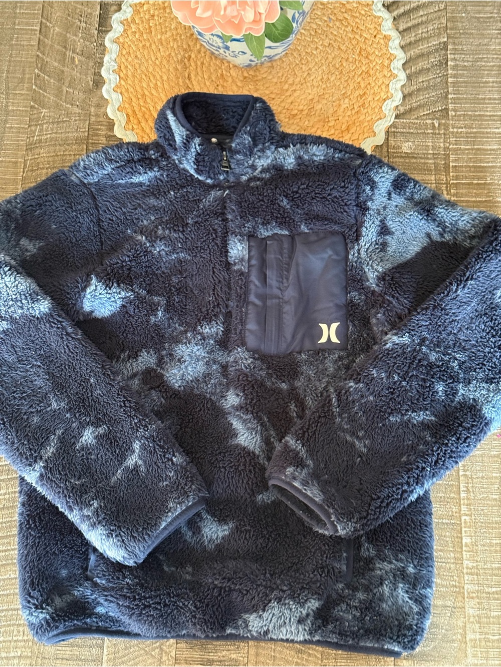 Hurley Kids Navy & Light Blue Tie-Dye Sherpa Pullover Size XL (14/16)